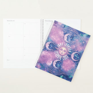 Celestial Sun & Moon Mandala Galaxy Nebula Planner