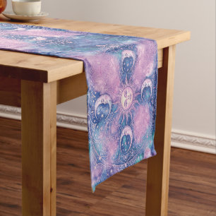 Celestial Sun & Moon Mandala Galaxy Nebula Short Table Runner
