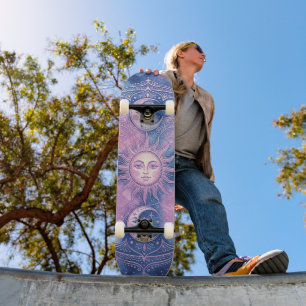 Celestial Sun & Moon Mandala Galaxy Nebula Skateboard