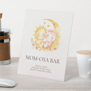 Celestial Sun Moon Mom-osa Bar Baby Shower Pedestal Sign