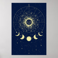 Celestial Sun Moon Phases Zodiac
