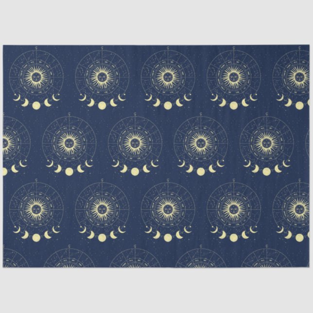 Celestial Sun Moon Phases Zodiac Tissue Paper (Front)