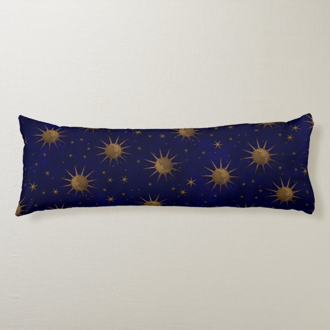 Celestial Sun Moon Starry Night Body Pillow (Front)