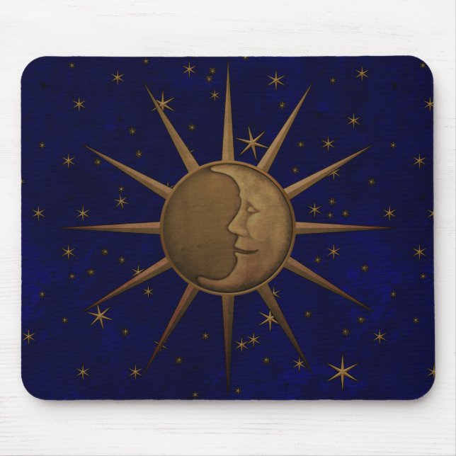 Celestial Sun Moon Starry Night Mouse Pad (Front)
