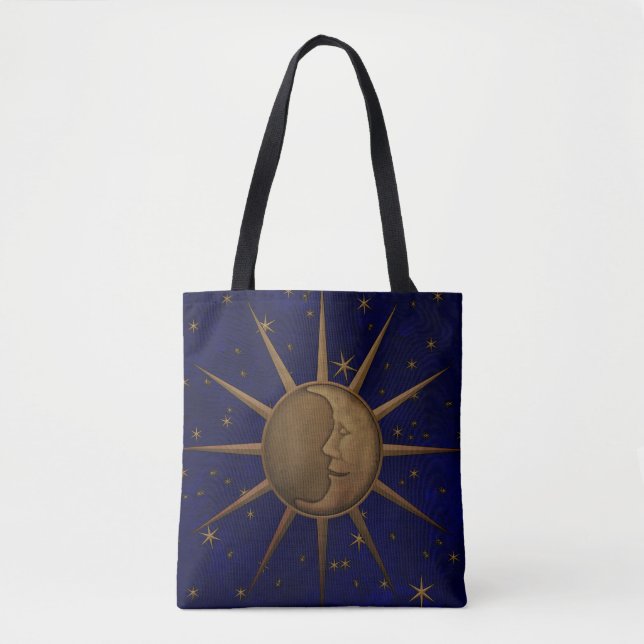 Celestial Sun Moon Starry Night Tote Bag (Front)