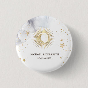 Celestial Sun,Moon,Stars 1 Inch Round Button