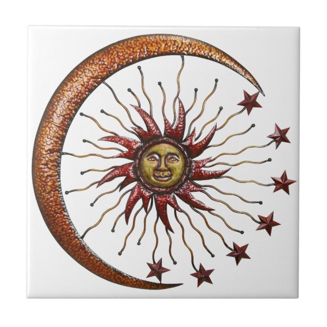 CELESTIAL SUN MOON & STARS ABSTRACT TILE (Front)