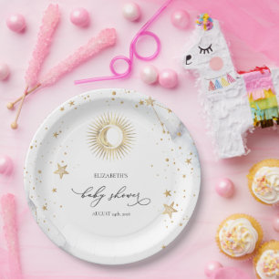 Celestial Sun,Moon,Stars Baby Shower  Paper Plate
