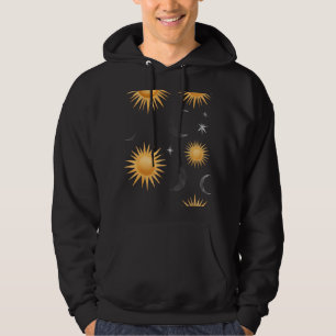 Celestial Sun Moon Stars Gold Boho Hoodie