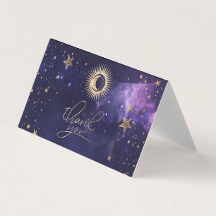 Celestial Sun,Moon,Stars Purple Business Card