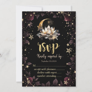 Celestial Sun,Moon,Stars Roses Night Sky RSVP Invitation