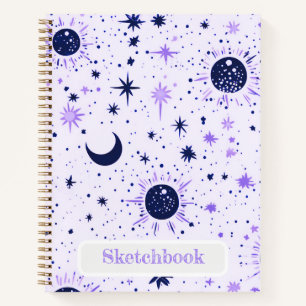 Celestial Sun Moon Stars Sketchbook Notebook