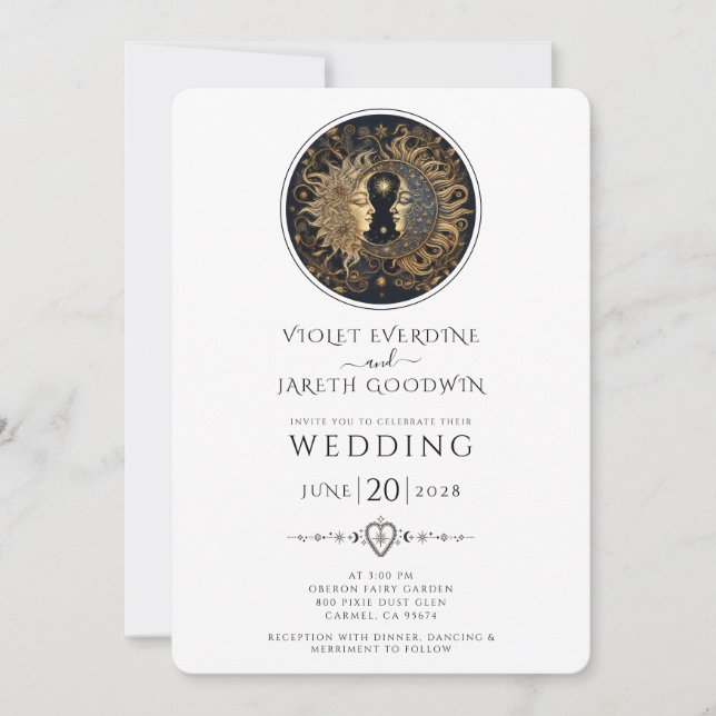 Celestial Sun Moon Stars Wedding  Invitation (Front)
