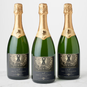Celestial Sun Moon Stars Wedding  Invitation Sparkling Wine Label