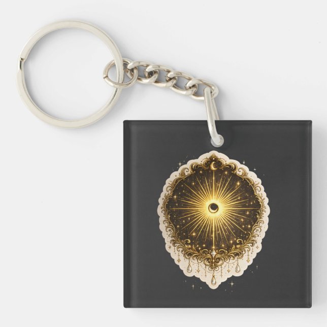 Celestial Sun Moon Symbol Sacred Cosmic Balance Keychain (Front)