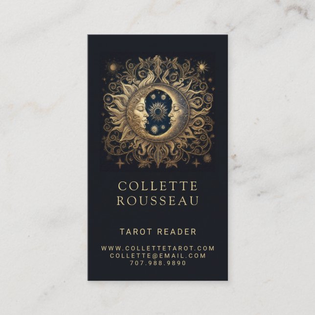 Celestial Sun Moon Tarot Reader Business Card (Front)