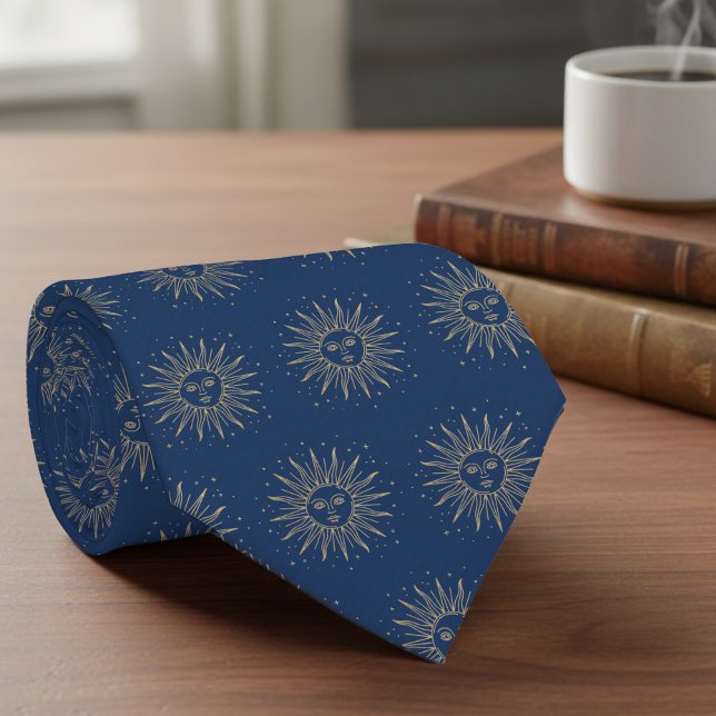 Celestial Sun Pattern Teacher Quote Personalized Tie (Teacher Appreciation tie with celestial sun and quote by Darling & May)