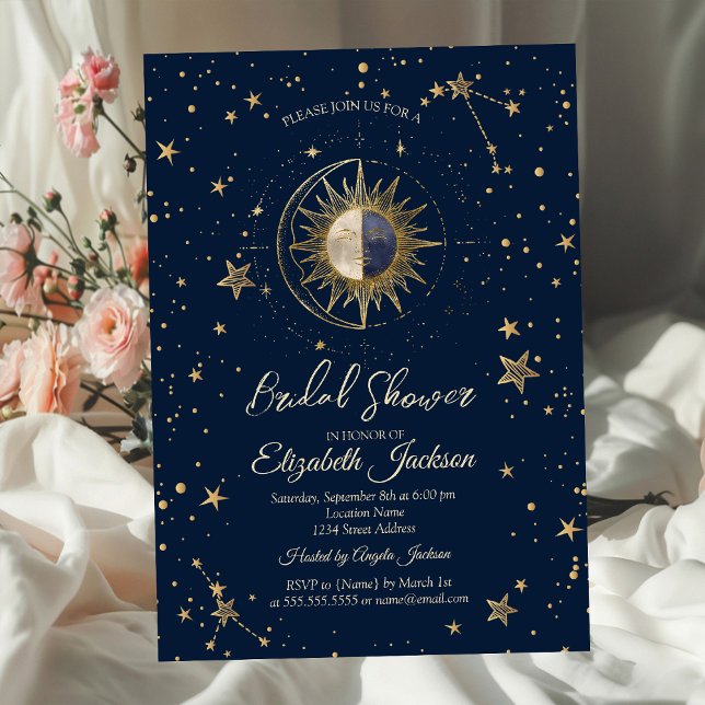 Celestial Sun Stars Galaxy Bridal Shower  Invitation (Creator Uploaded)