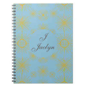Celestial Sun Stars Sky Blue Notebook