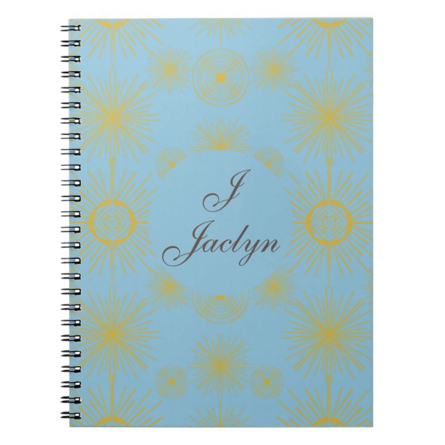 Celestial Sun Stars Sky Blue Notebook (Front)