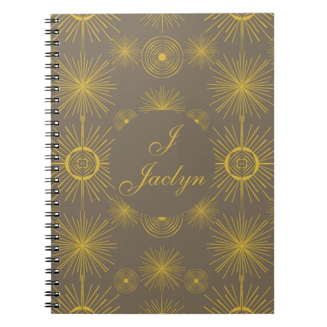 Celestial Sun Stars Taupe Notebook (Front)