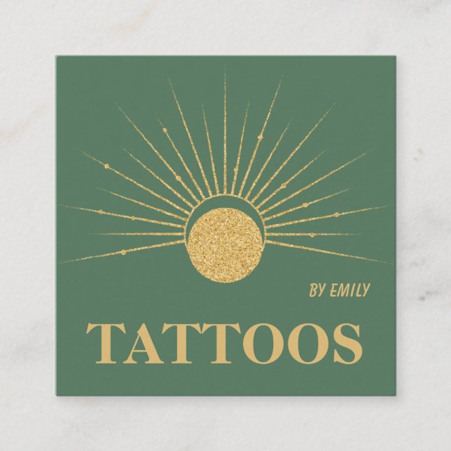 Celestial Sun Tattoo Salon Square Business Card (Front)