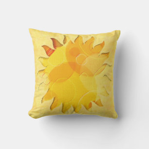 Celestial Sunshine Yellow Abstract Throw Pillow