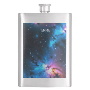 Celestial Swirls of Stars Custom Name Hip Flask