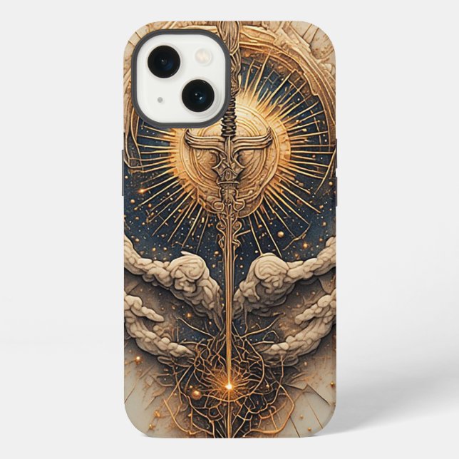 Celestial Sword with Angel Wings iPhone Case (Back)