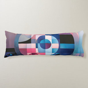 Celestial Symmetry: Geometric Shapes Blues & Pink Body Pillow