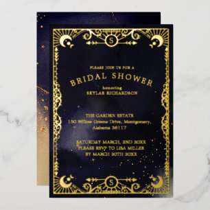 Celestial Tarot Card Sun & Moon Navy Bridal Shower