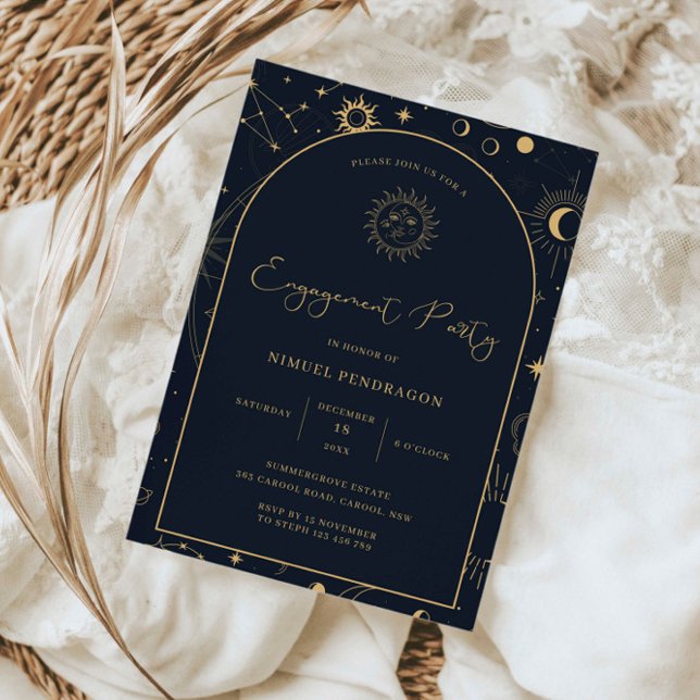 Celestial Tarot Elements Starsign Engagement Party Invitation (Creator Uploaded)