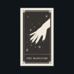 Celestial Tarot Nail Technician Business card<br><div class="desc">This business card features a tarot card style design in a black and cream colour palette. The illustration shows a manicured hand surrounded by twinkling stars. This would be perfect for any Nail technician, nail salon or beautician who prefers an alternative style business card and wants to make their business...</div>