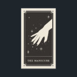 Celestial Tarot Nail Technician Business card<br><div class="desc">This business card features a tarot card style design in a black and cream colour palette. The illustration shows a manicured hand surrounded by twinkling stars. This would be perfect for any Nail technician, nail salon or beautician who prefers an alternative style business card and wants to make their business...</div>
