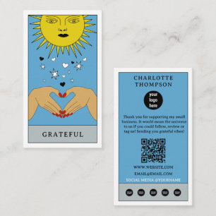 Celestial Tarot Sun Logo Thank You Small Business  Business Card