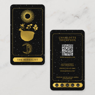 Celestial Tarot Sun Moon Herbalist Naturopath Gold Business Card