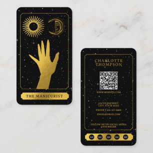 Celestial Tarot Sun Moon Nail Technician Gold Business Card