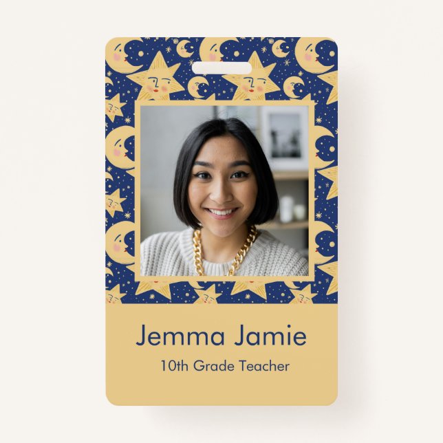 Celestial Teacher ID Badge - Customizable DesBadge (Front)