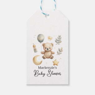 Celestial Teddy Bear Watercolor Baby Shower Gift Tags