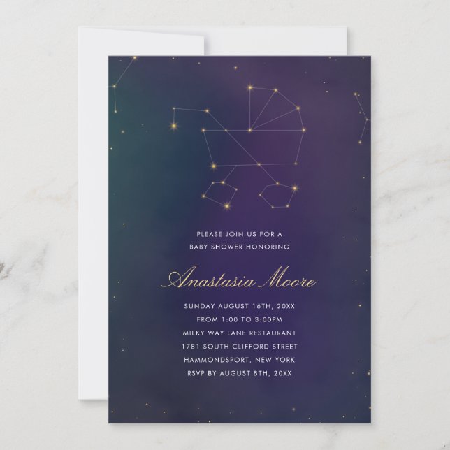 Celestial Themed Baby Shower Invitation (Front)