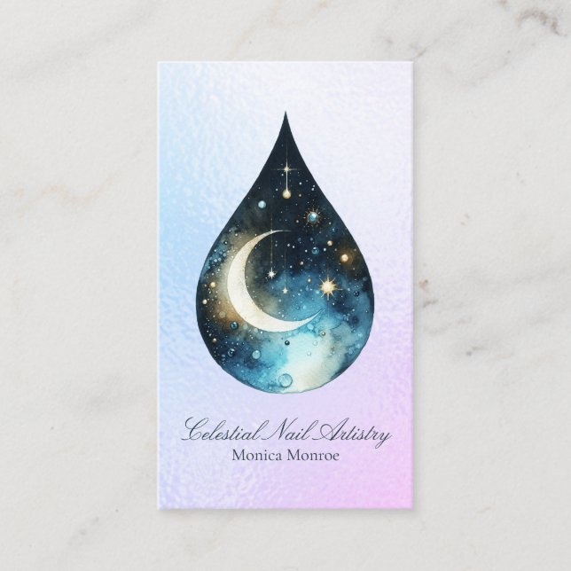 Celestial Themed Nail Artistry Business Card (Front)