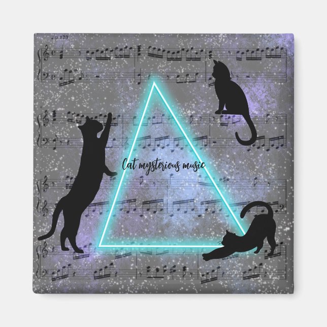 Celestial Three Music-Loving Black Cats  Magnet (Front)