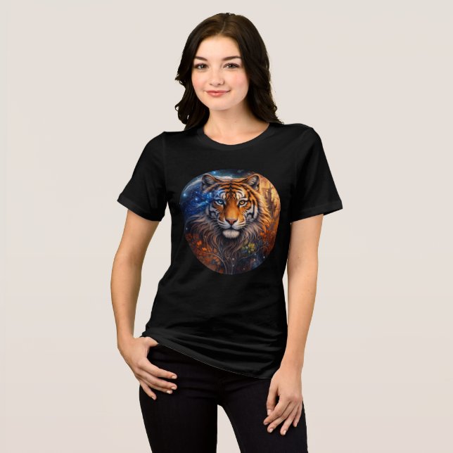 Celestial Tiger – Day and Night Fantasy Art Tri-Blend Shirt (Front Full)