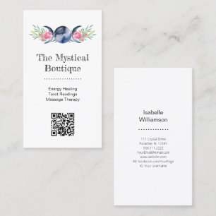 Celestial Triple Moon Goddess Metaphysical QR Code Business Card