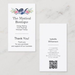 Celestial Triple Moon Goddess QR Code Thank You Bu Business Card