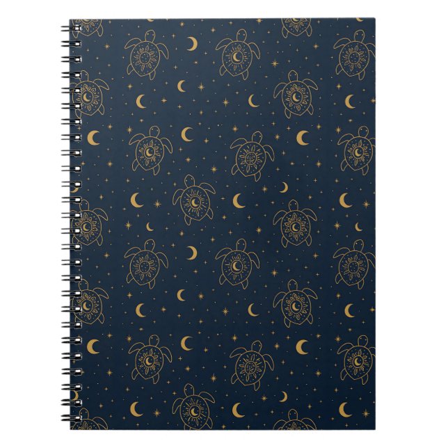 Celestial Turtle Night Pattern Notebook (Front)