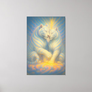 Celestial Twin White Tigers – Divine Love & Spirit Canvas Print