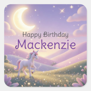 Celestial Unicorn Birthday Party Square Sticker
