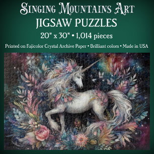 Celestial Unicorn with Botanicals Jigsaw Puzzle
