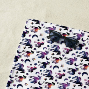 Celestial Unicorns Beach Towel